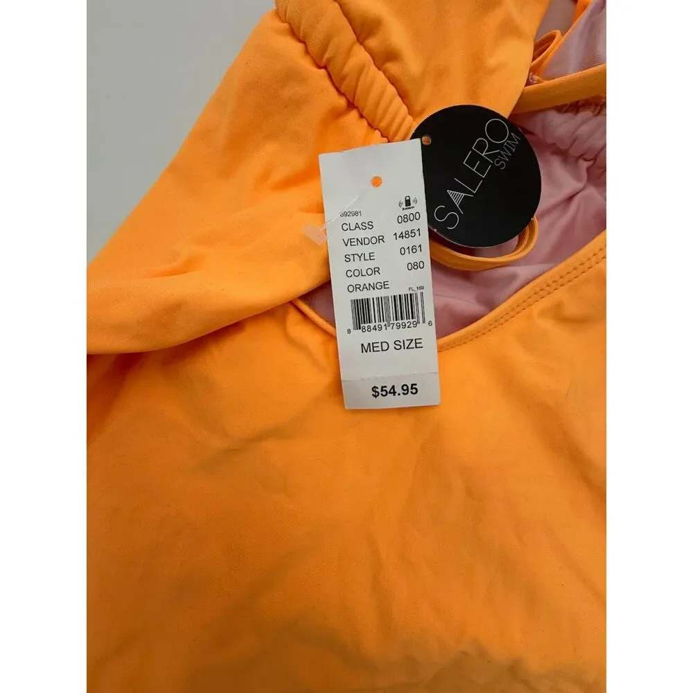 Salero Swim Orange Halter High Cut One Piece Swimsuit - Picture 4 of 5